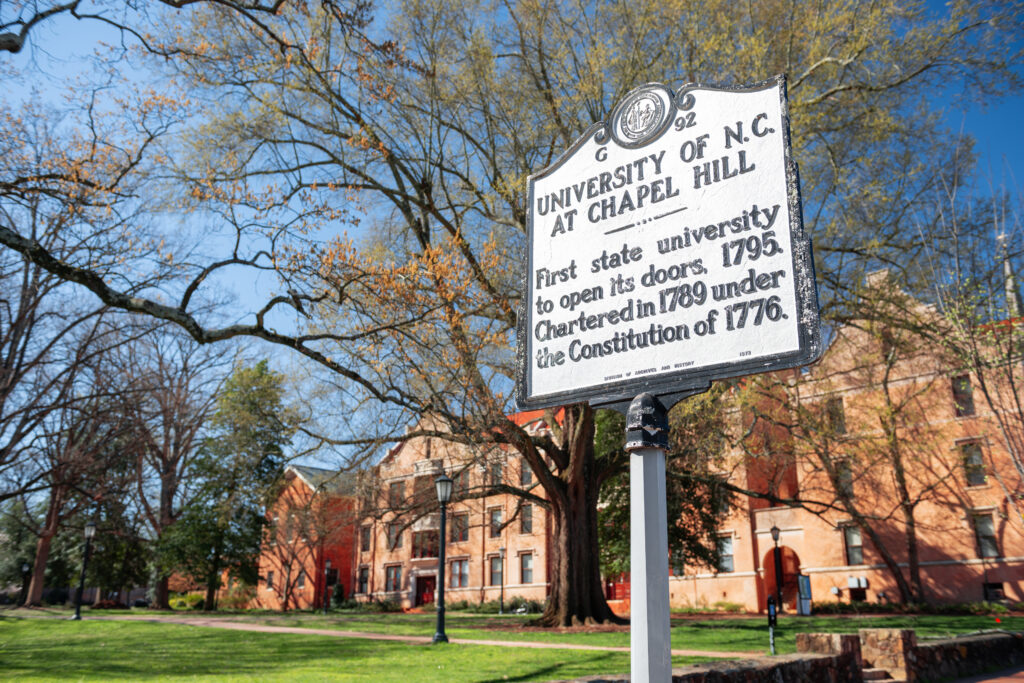 UNC campus and sign